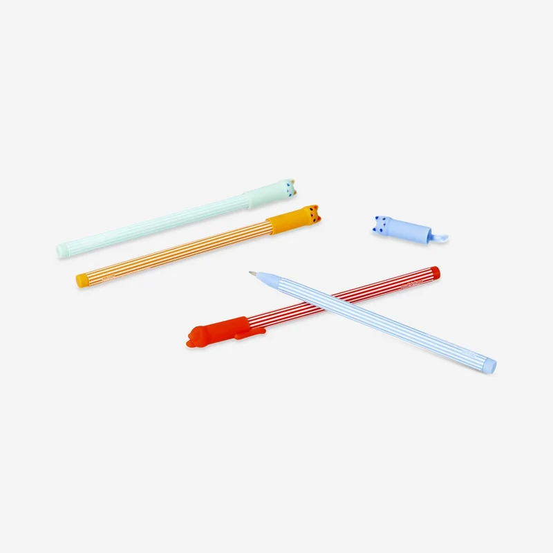 Glitter gel pens with cat toppers - 4 pcs