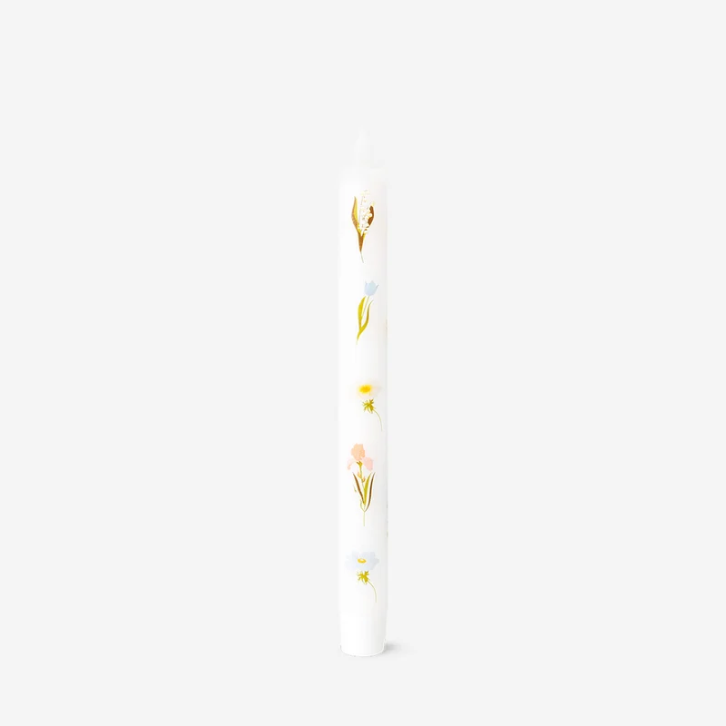 LED dinner candle with flower print - 24 cm