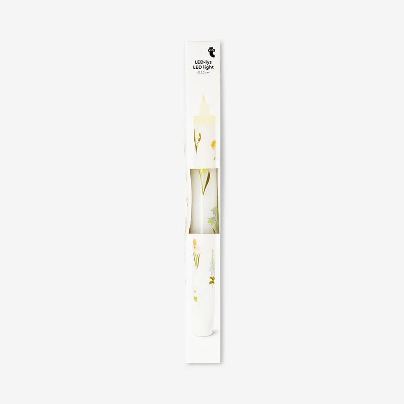 LED dinner candle with flower print - 24 cm