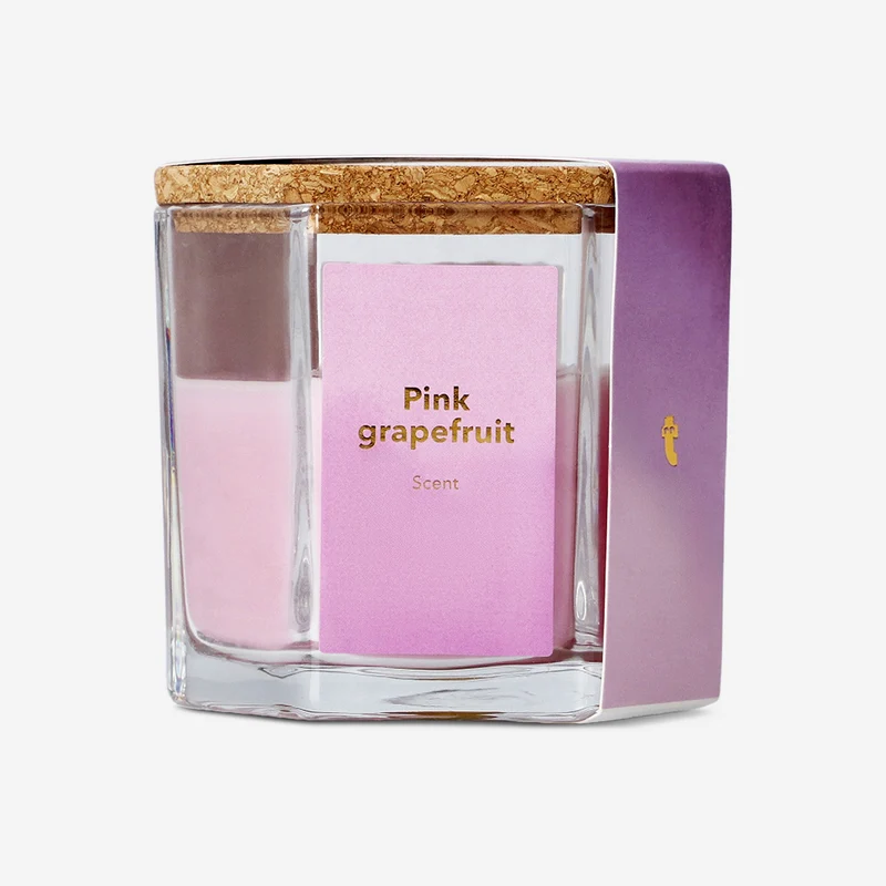 Scented candle with cork lid - Pink grapefruit