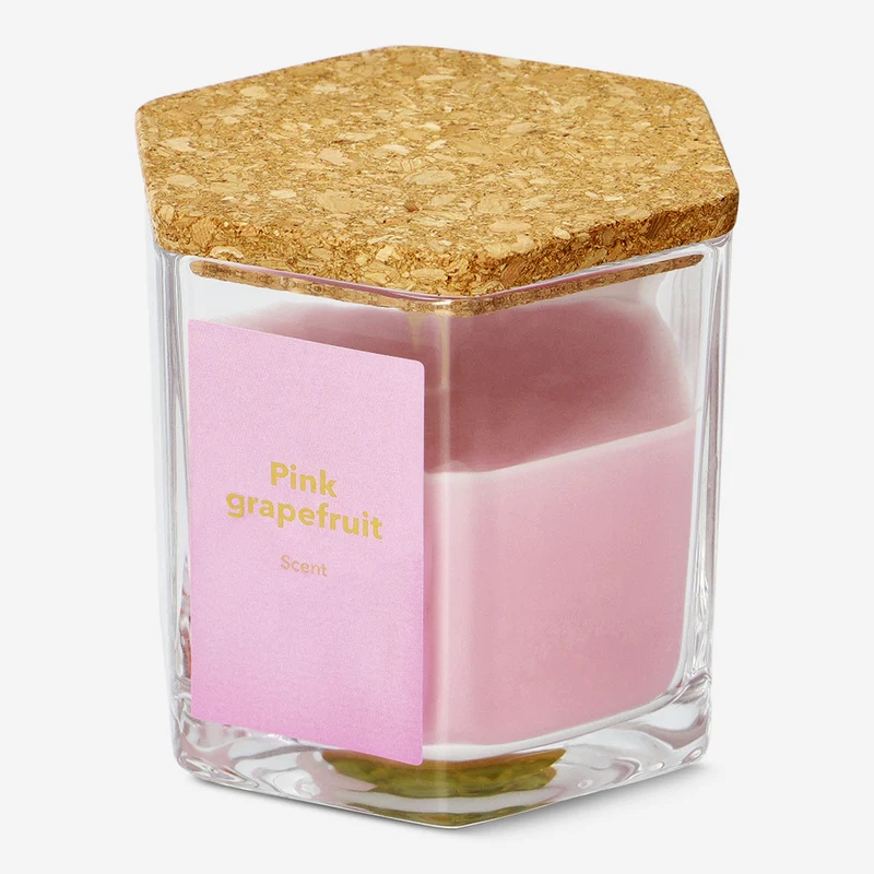 Scented candle with cork lid - Pink grapefruit
