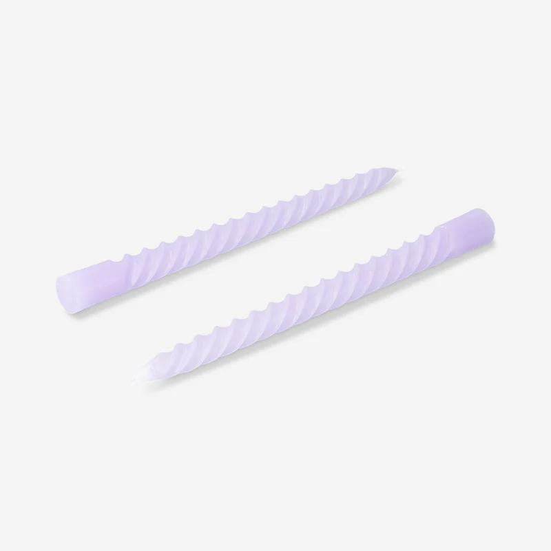 Twisted purple dinner candles - 4 pcs