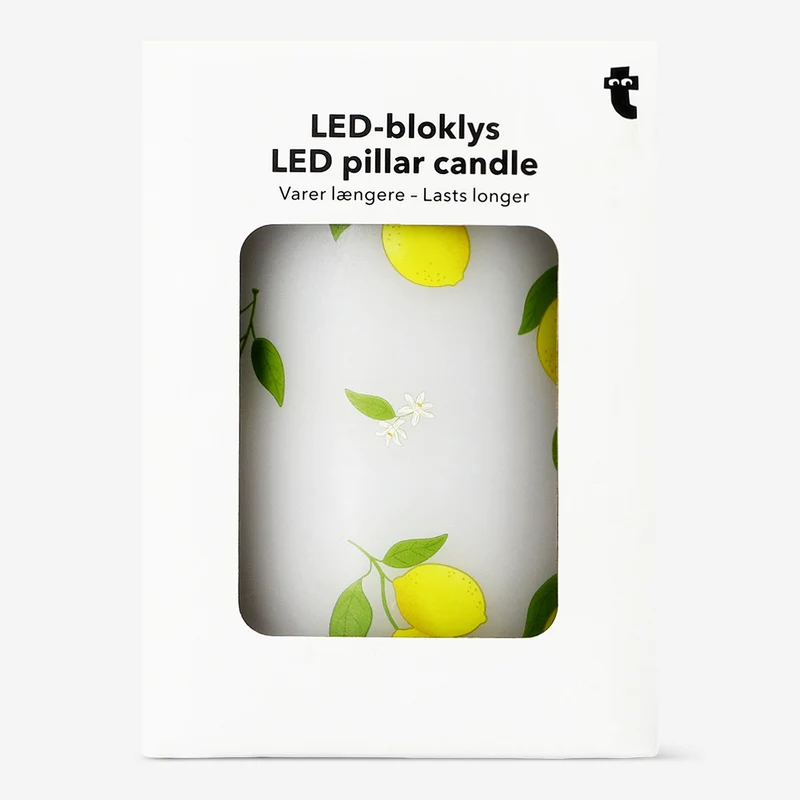 LED pillar candle with lemon print - 10 cm