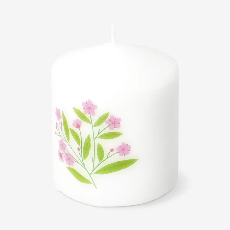 Pillar candle with flower - 8 cm