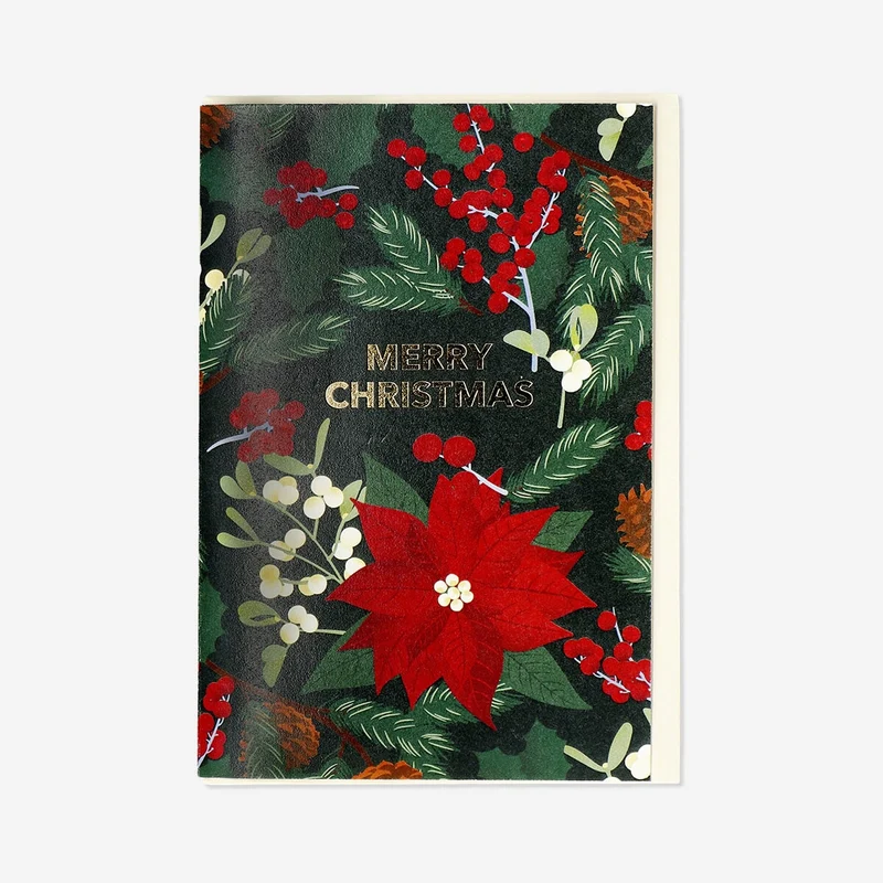 Christmas flowers greetings card