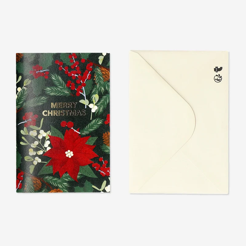 Christmas flowers greetings card