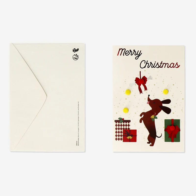 Christmas with sausage dog greetings card