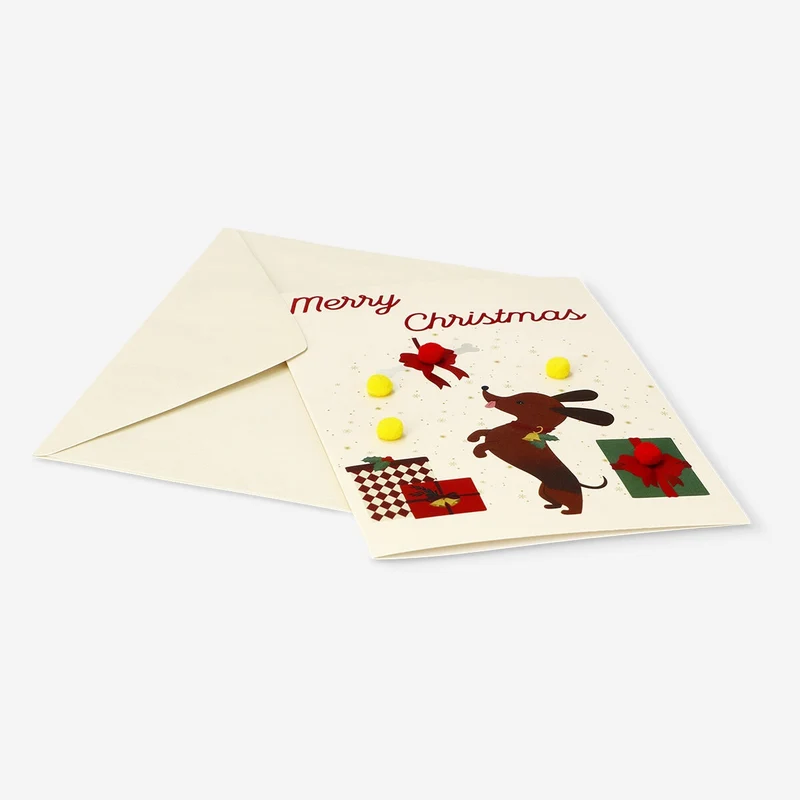 Christmas with sausage dog greetings card