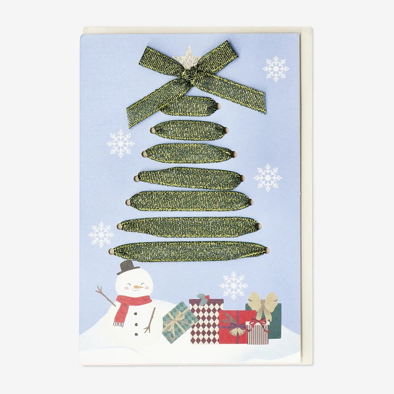 Christmas ribbon tree greetings card