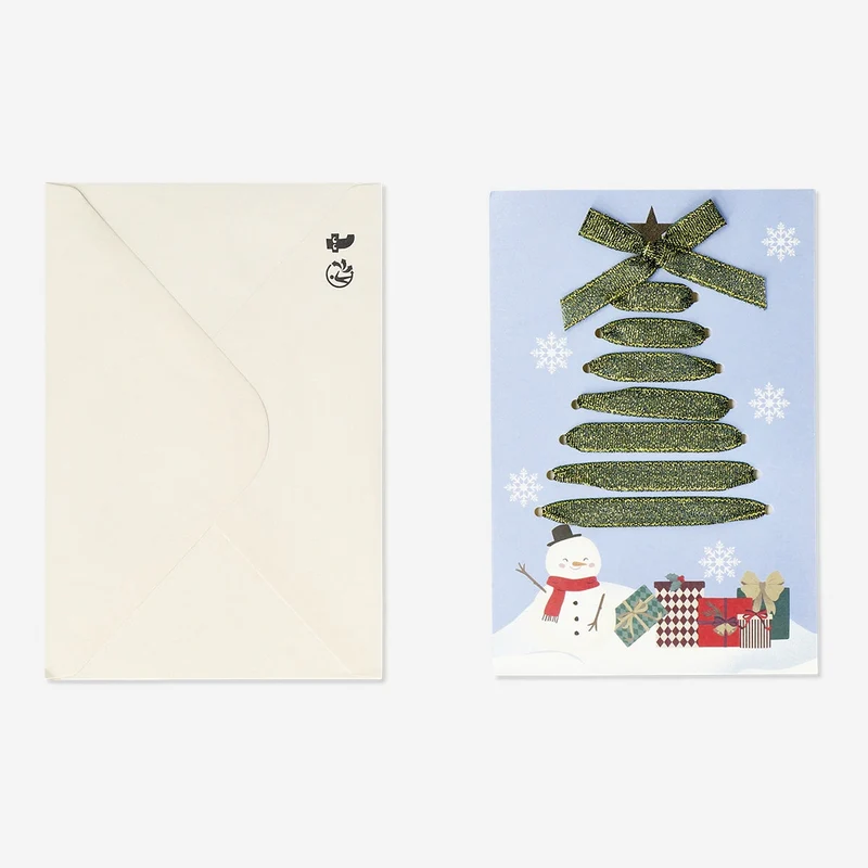 Christmas ribbon tree greetings card