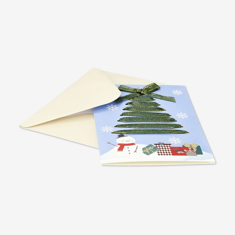Christmas ribbon tree greetings card