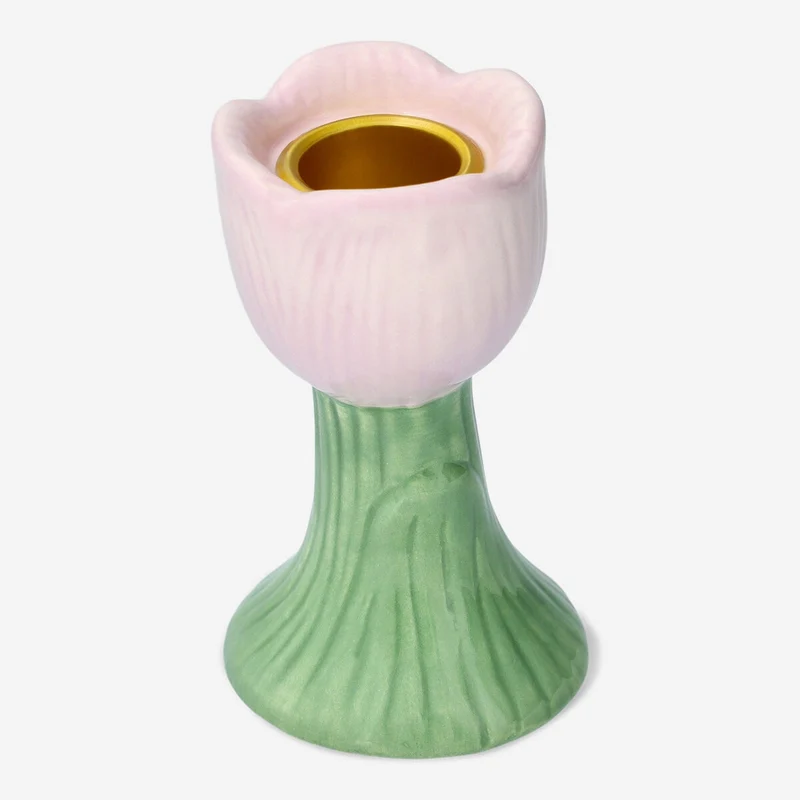 Pink tulip candle holder