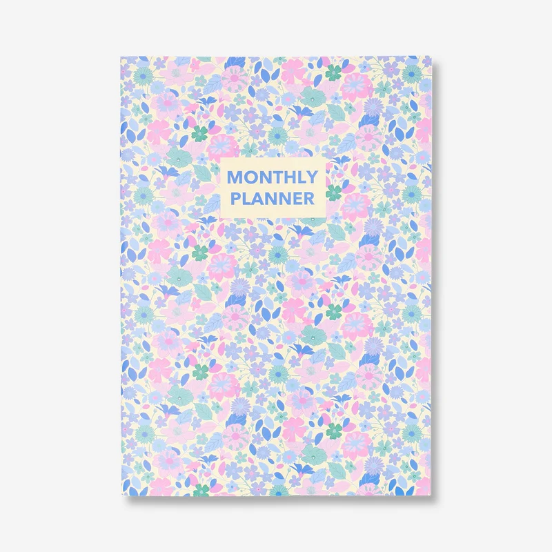 A4 floral monthly planner - English