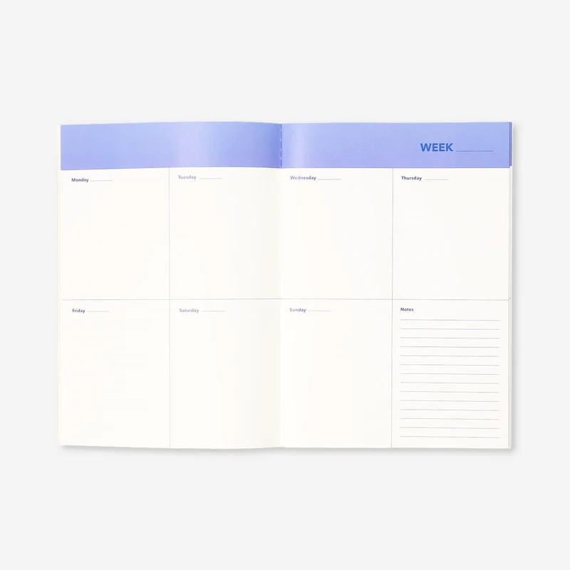 B5 blue floral weekly planner - English