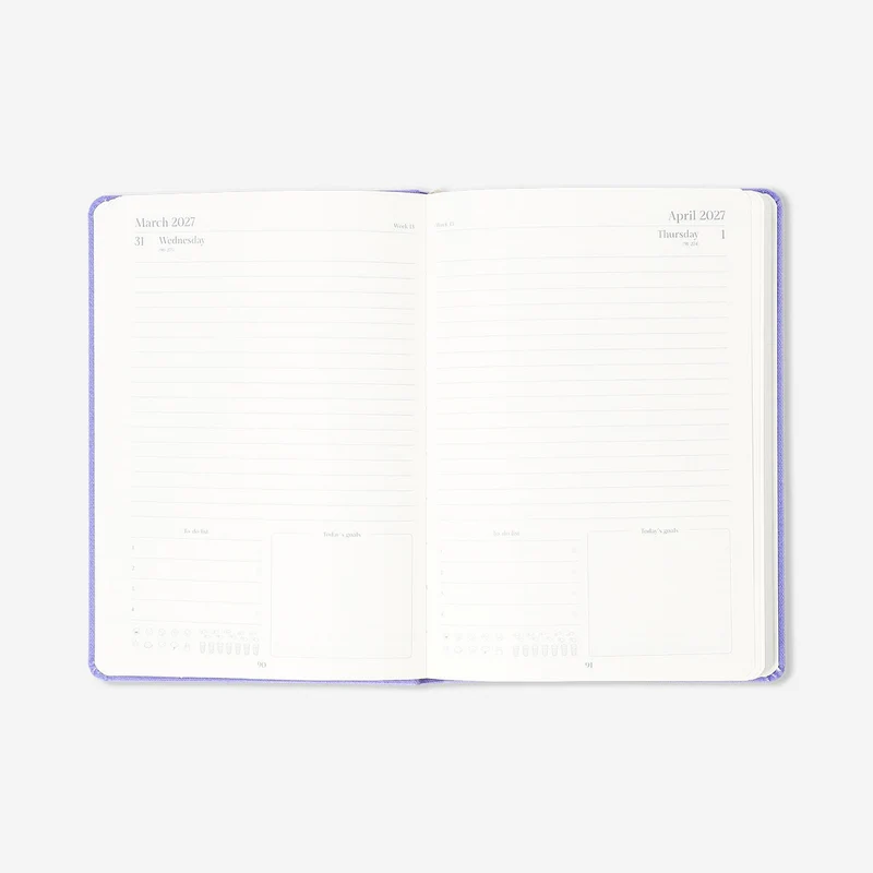 A5 purple daily diary 2027 - English
