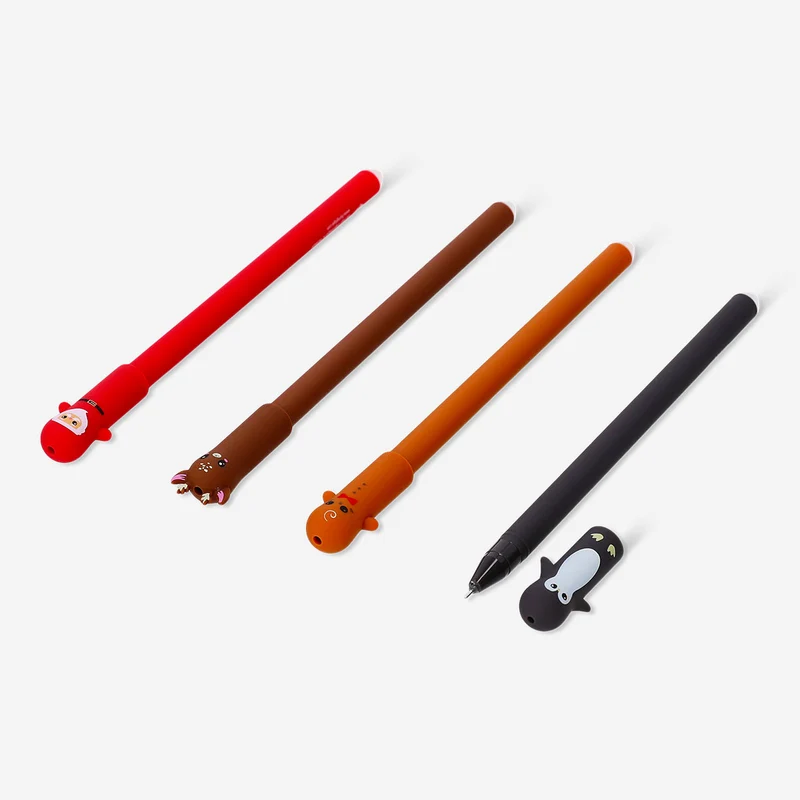Erasable pens with Christmas toppers - 4 pcs