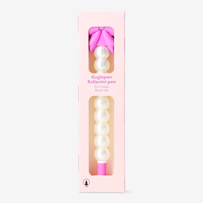 Ballpoint pen - Pink bow with pearls