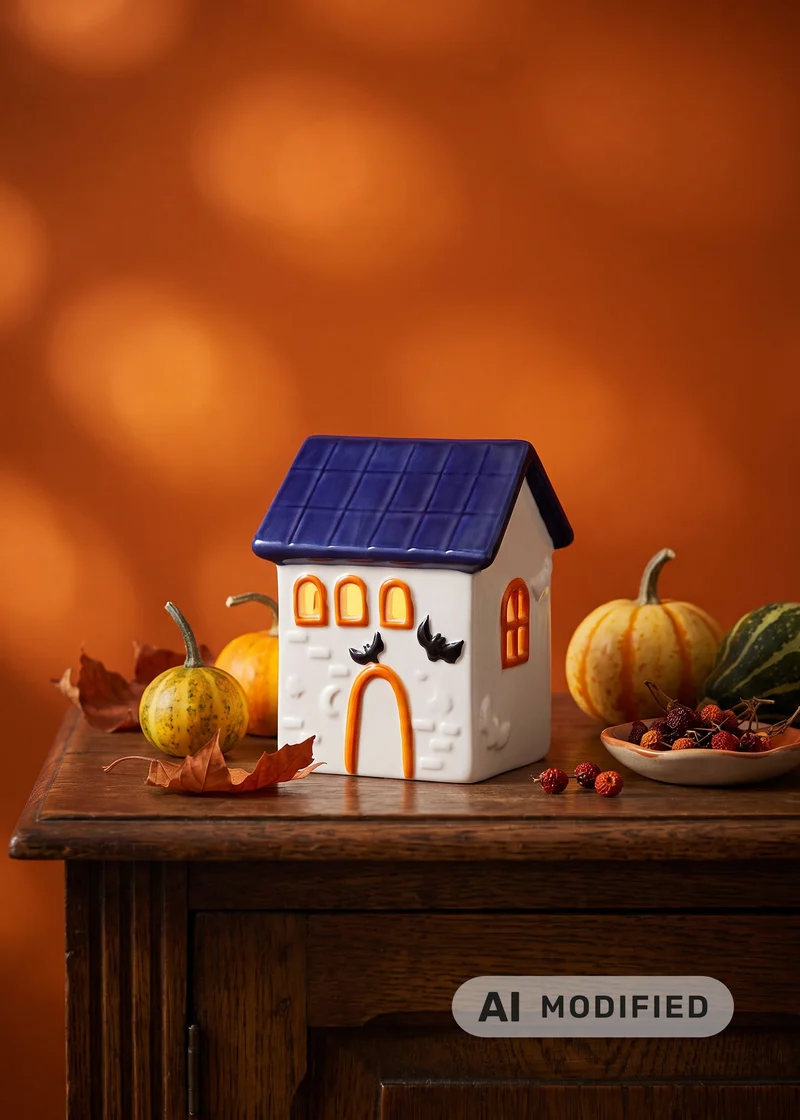 Decorative ceramic Halloween house - 13 cm