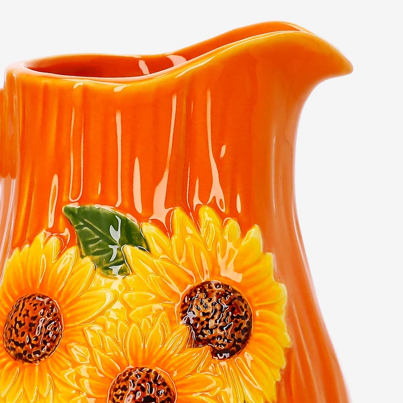 Ceramic jug with embossed sunflowers - 1,12 L