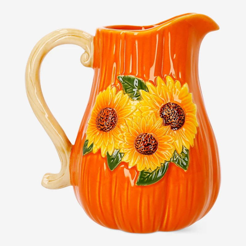 Ceramic jug with embossed sunflowers - 1,12 L
