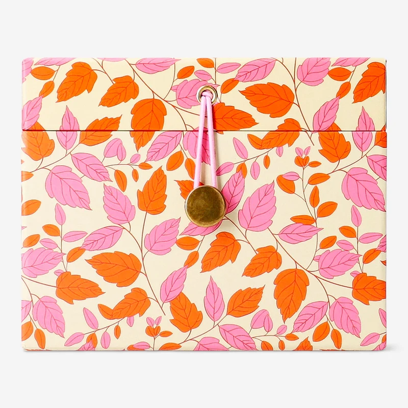 Storage box with autumn leaves - 15x15 cm