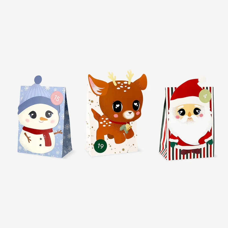 Advent gift bags with Christmas characters - 24 pcs