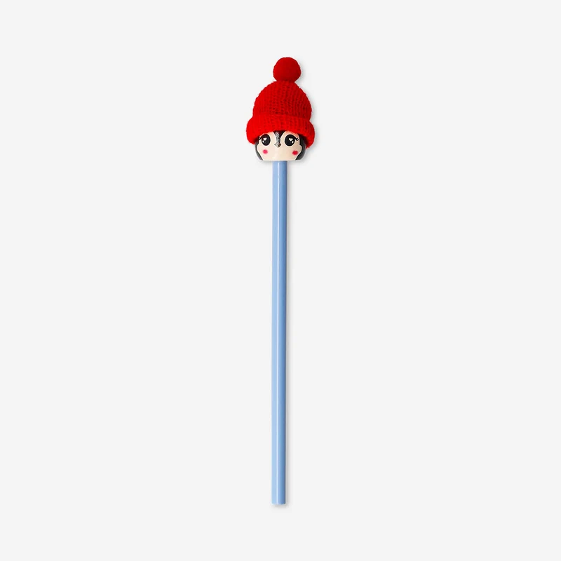 Pencil - Penguin with Santa hat topper