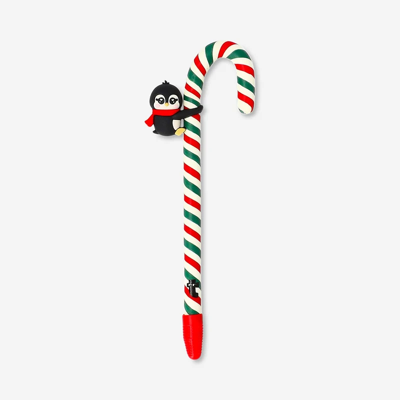 Ballpoint pen - Candy cane with penguin decoration