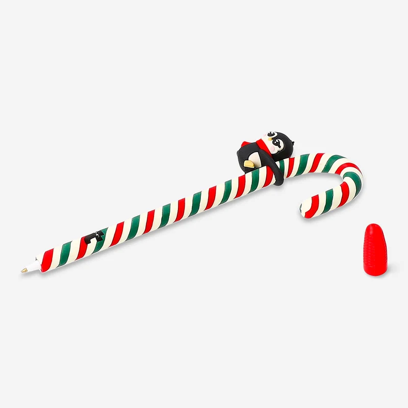 Ballpoint pen - Candy cane with penguin decoration