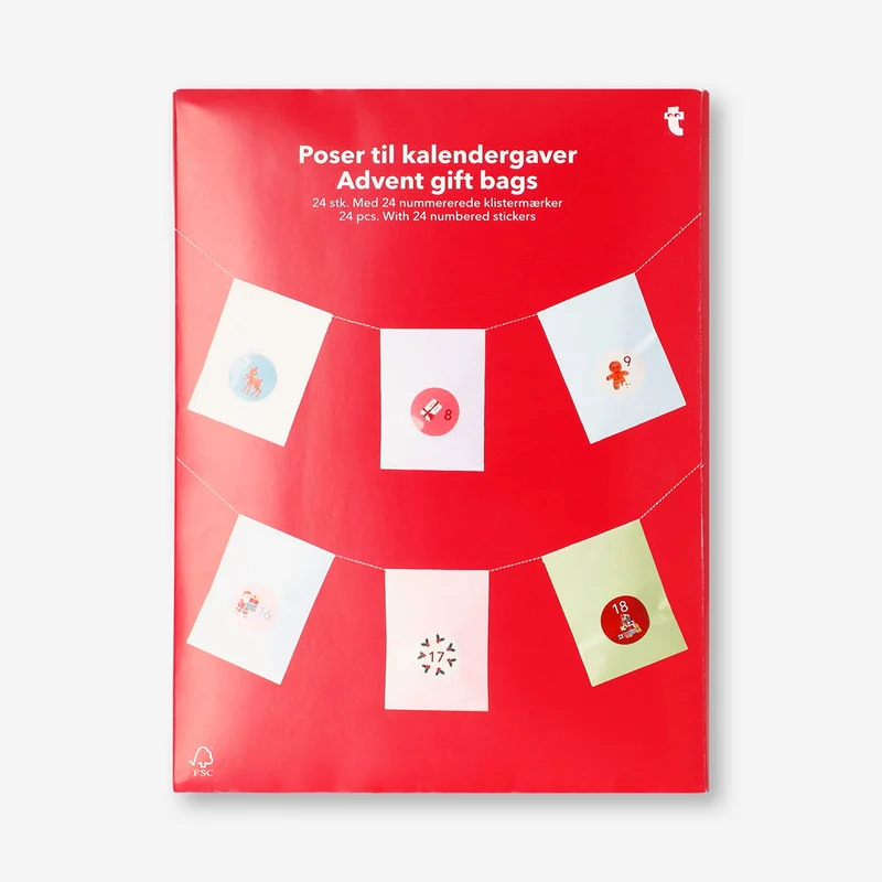 Advent gift bags with numbered stickers - 24 pcs
