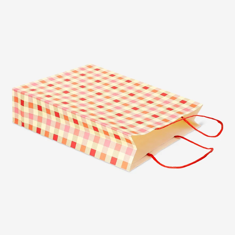 Gift bag with check pattern - 25x33 cm