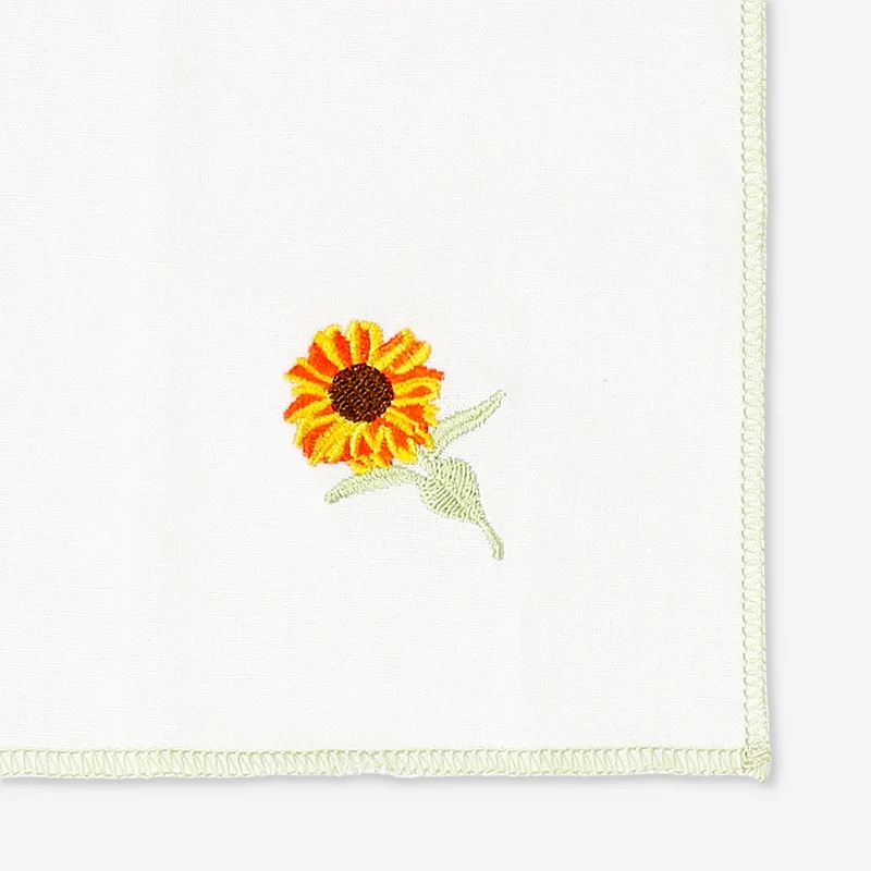 Fabric napkins with embroidered sunflowers - 2 pcs