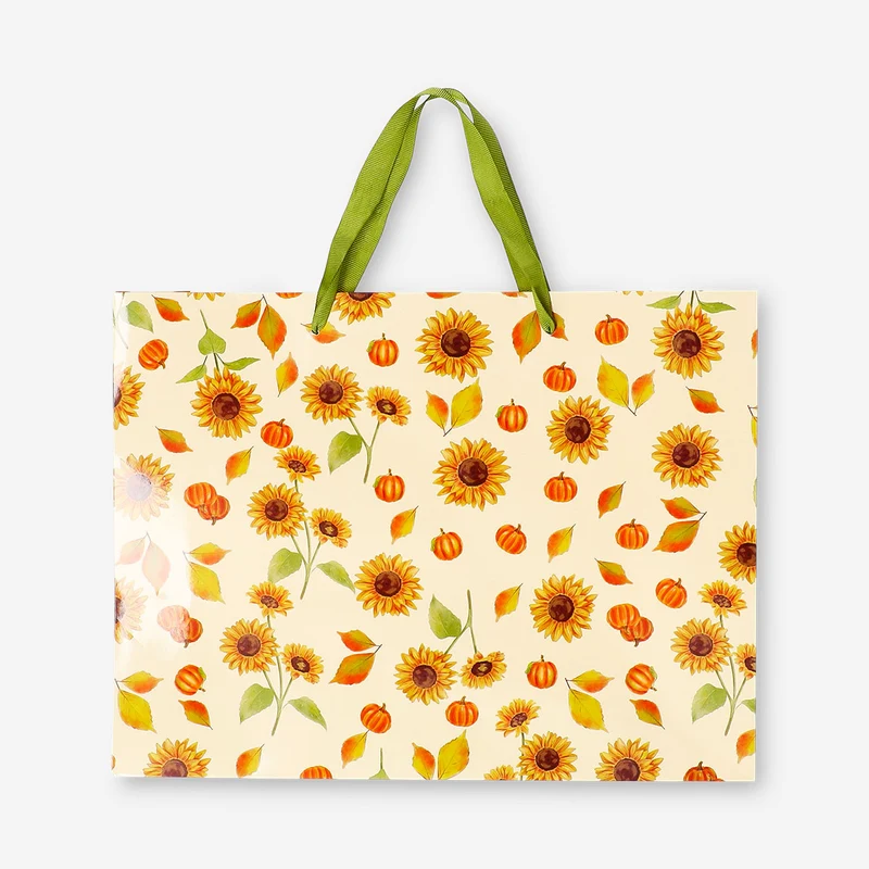 Gift bag with sunflower pattern - 33x25 cm