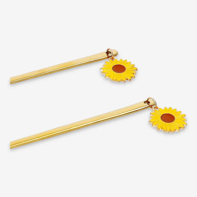 Gold dessert spoons with sunflower toppers - 2 pcs