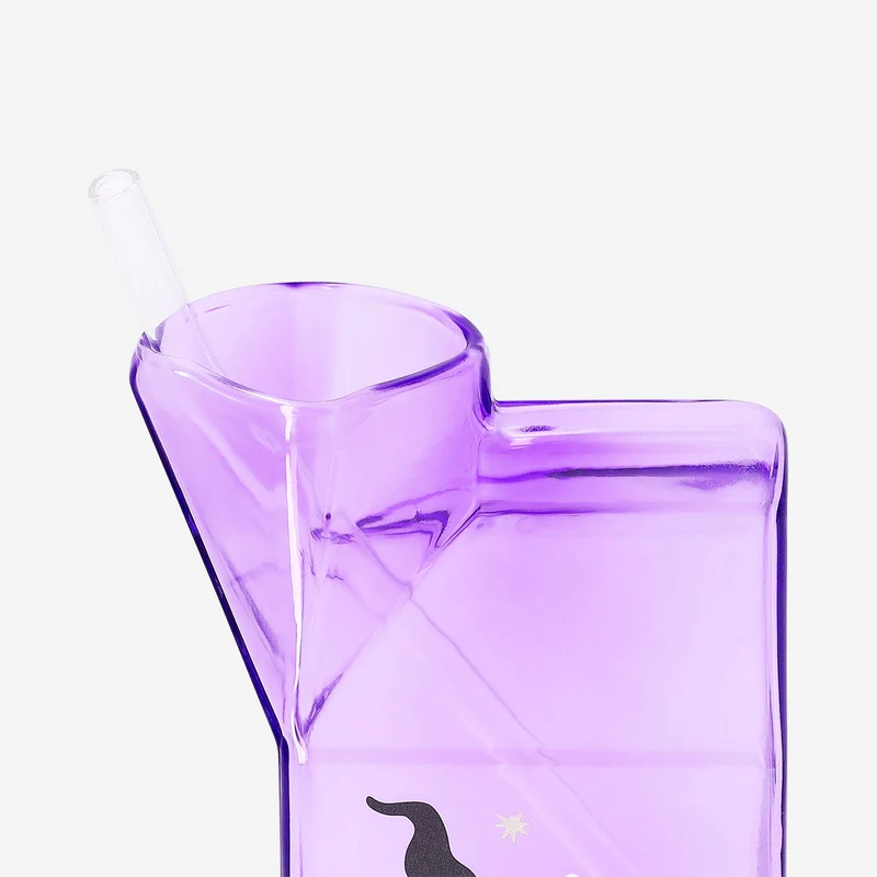 Milk carton glass with straw - 530 ml