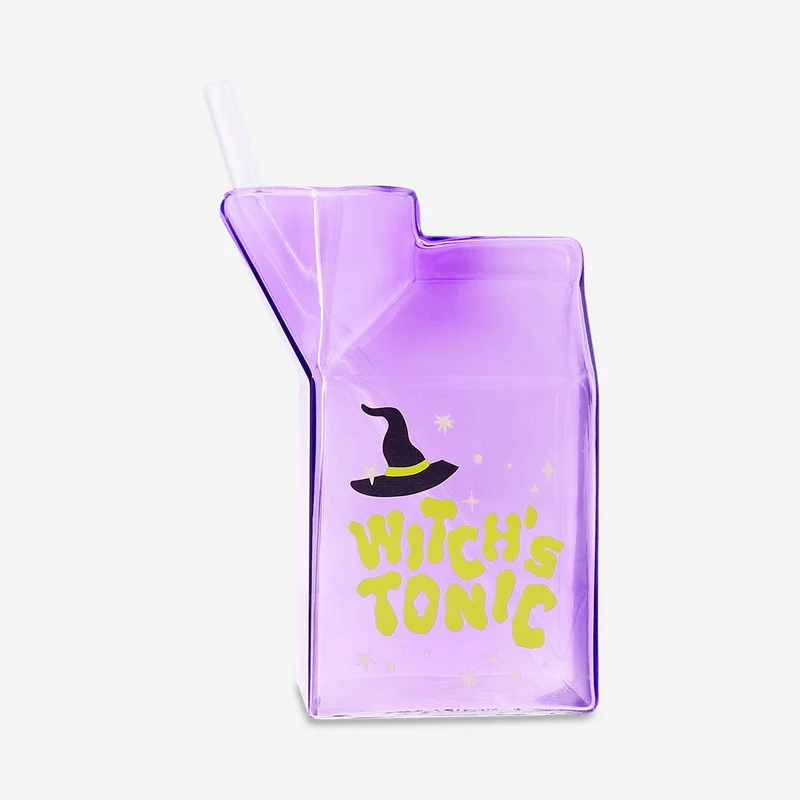 Milk carton glass with straw - 530 ml