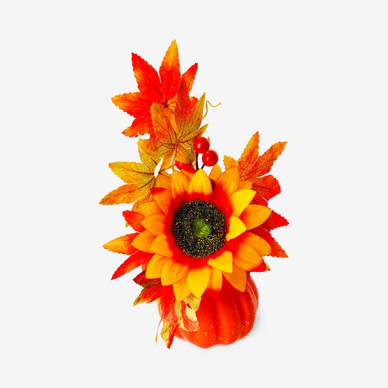Decorative flower - Pumpkin and sunflower decoration - 20 cm