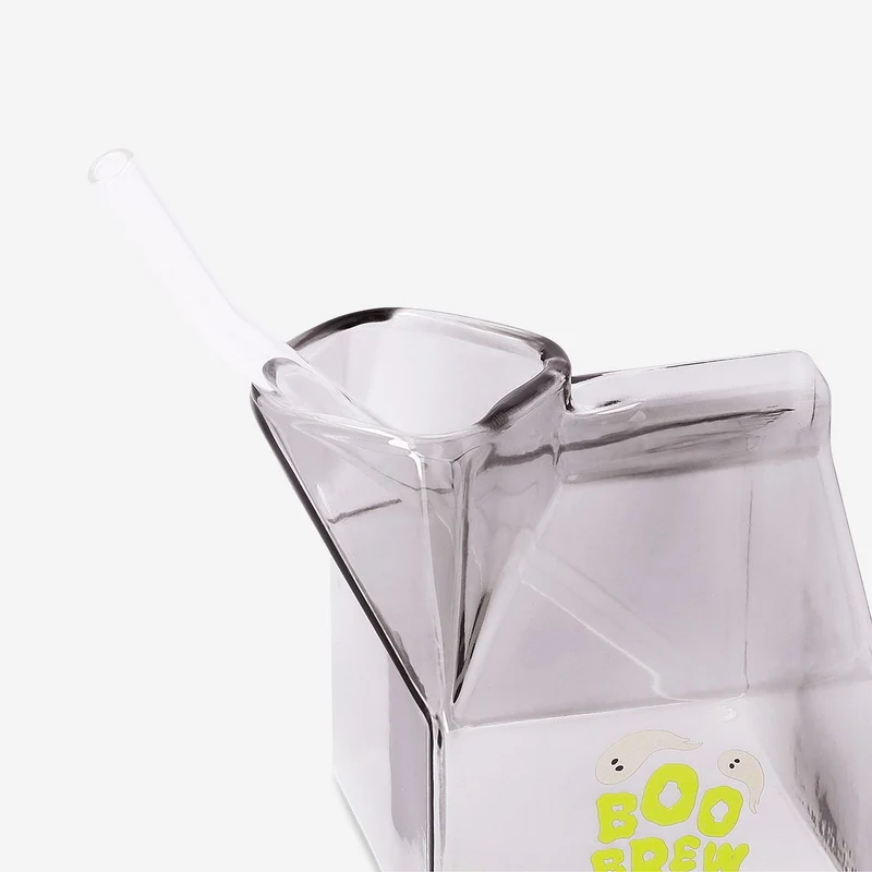 Milk carton glass with straw - 350 ml