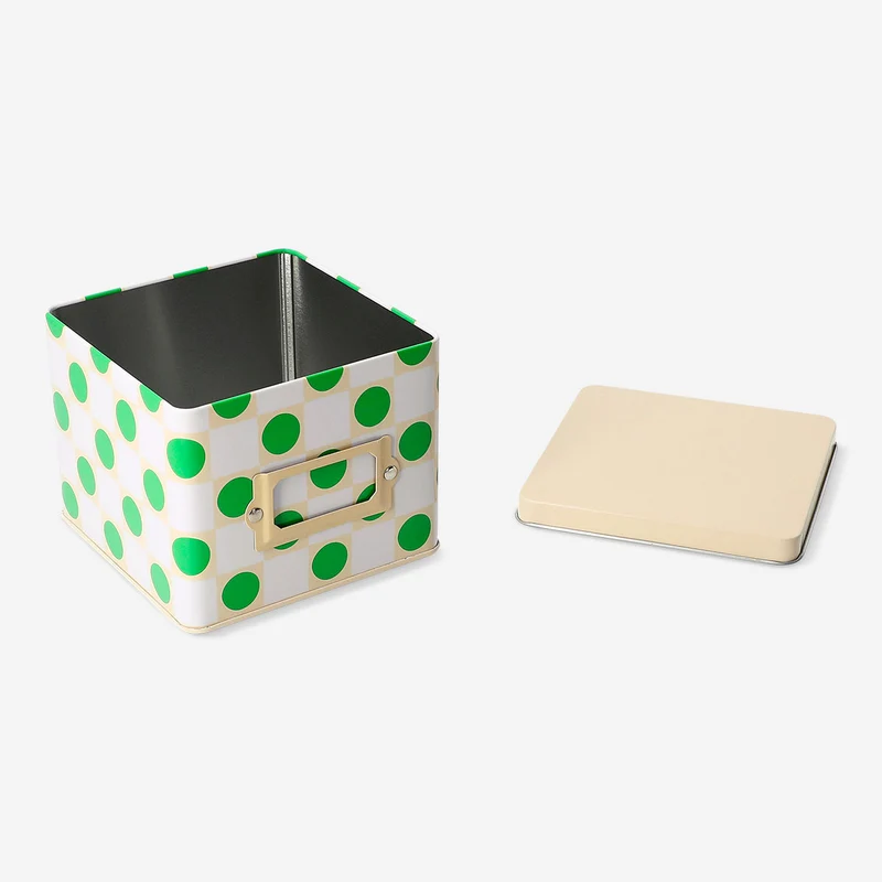 Square cake tin with green dots - 12x12 cm