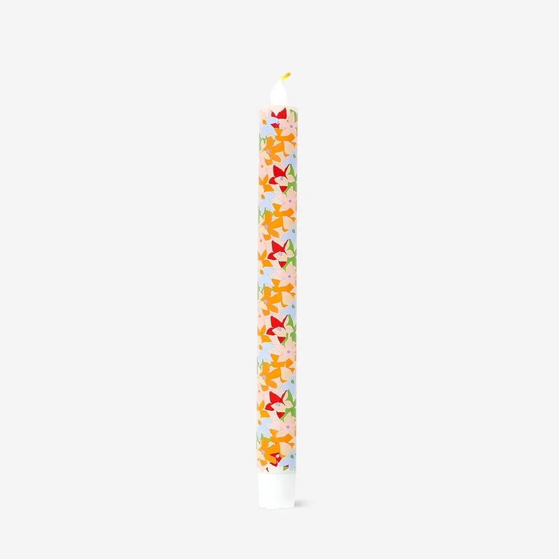 LED dinner candle with floral print - 24 cm