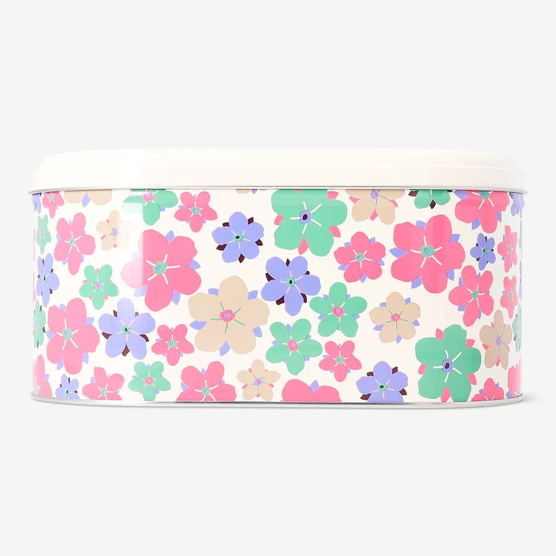 Oval cake tin with floral print - 23x13 cm