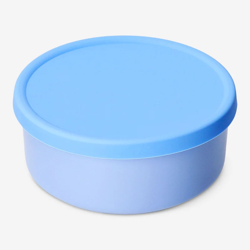 Blue ceramic food container with silicone lid - 19 cm