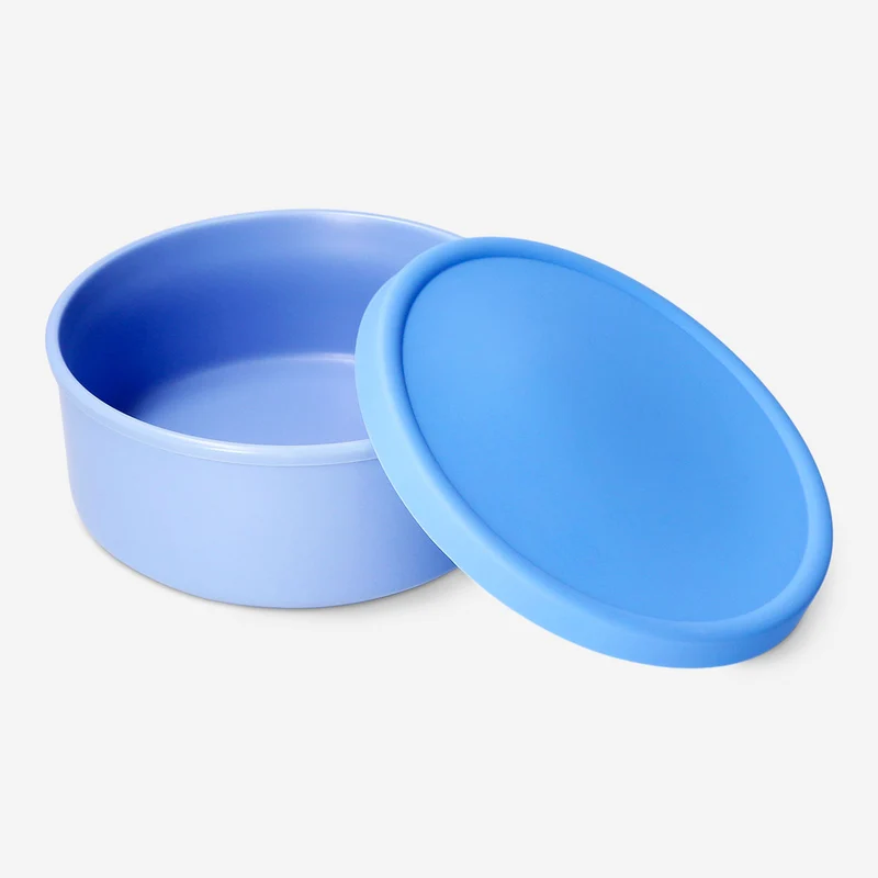 Blue ceramic food container with silicone lid - 19 cm