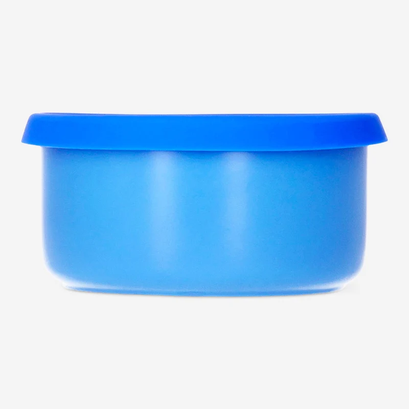 Navy ceramic food container with silicone lid - 13 cm