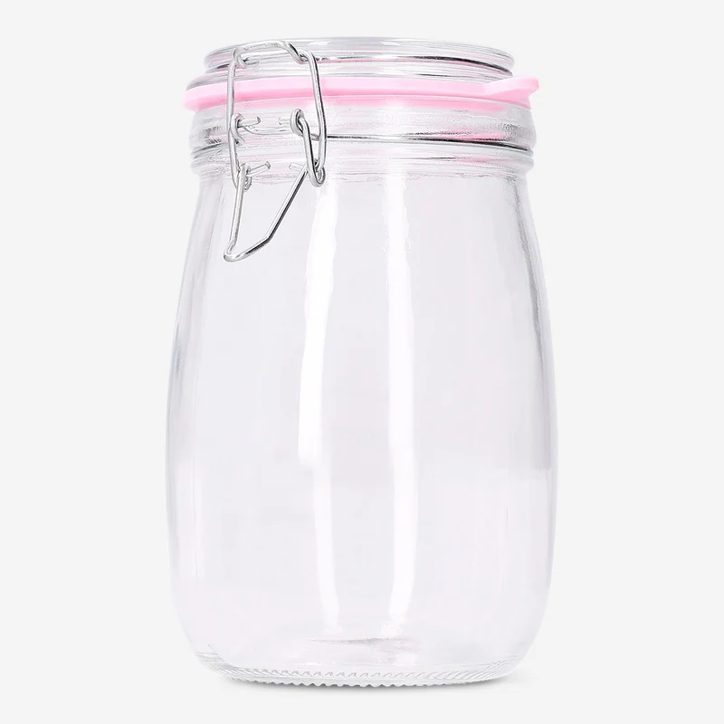Glass jar with blue rim - 22 cm