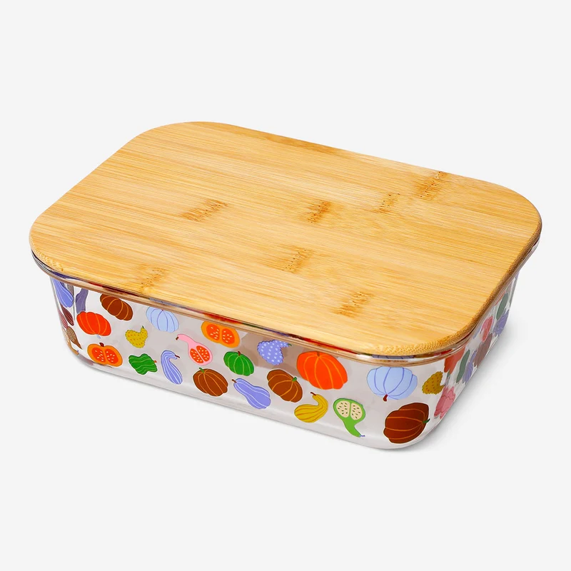 Glass food container with pumpkins - 22 cm