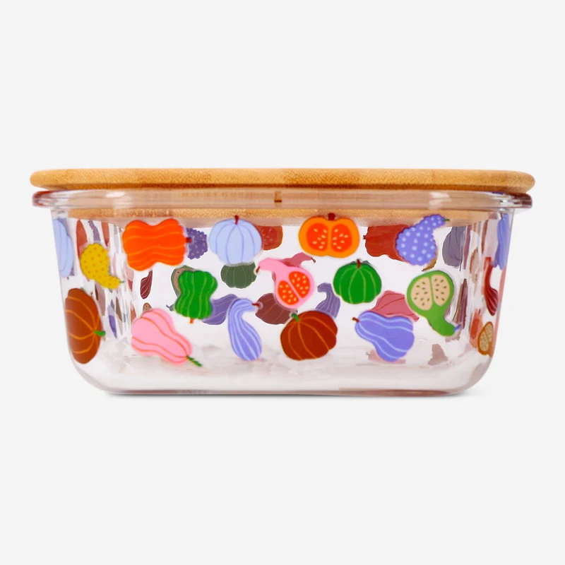 Glass food container with pumpkins - 22 cm