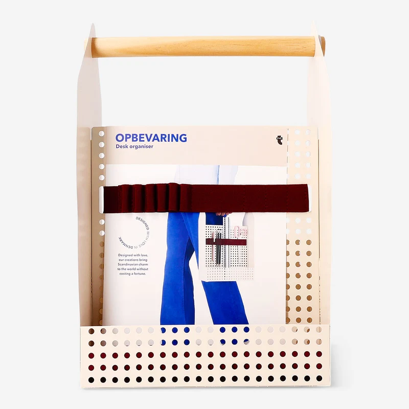 Metal desk organiser with handle