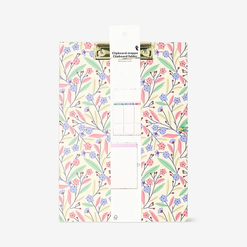Floral clipboard folder with paper pads