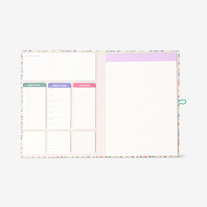 Floral clipboard folder with paper pads